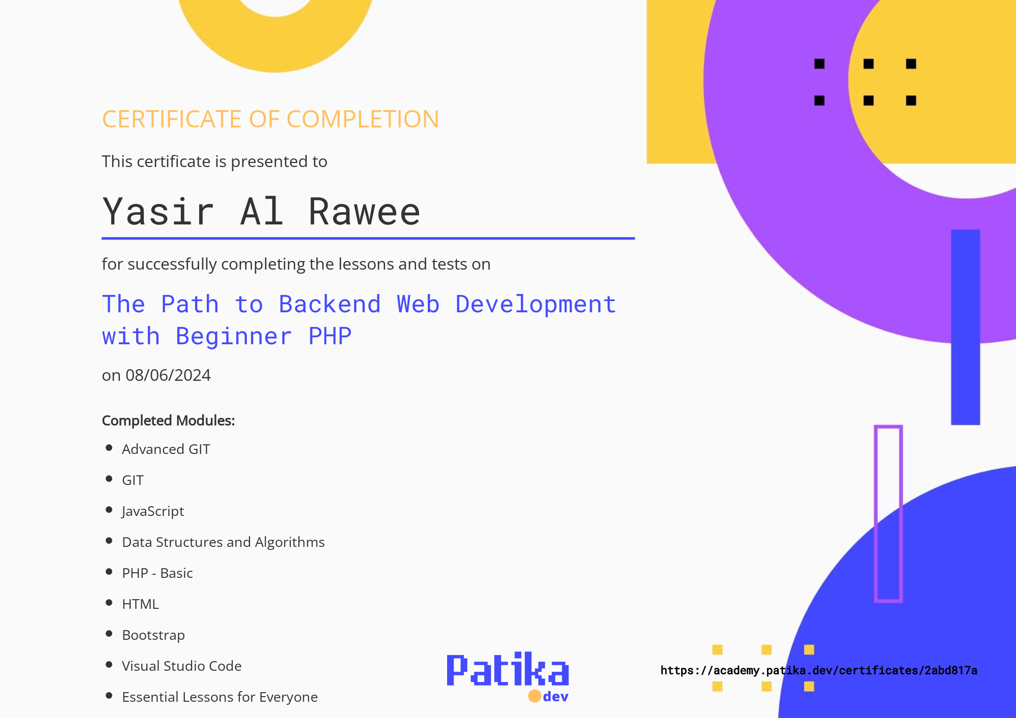 Beginner Level Backend Web Development with PHP Path