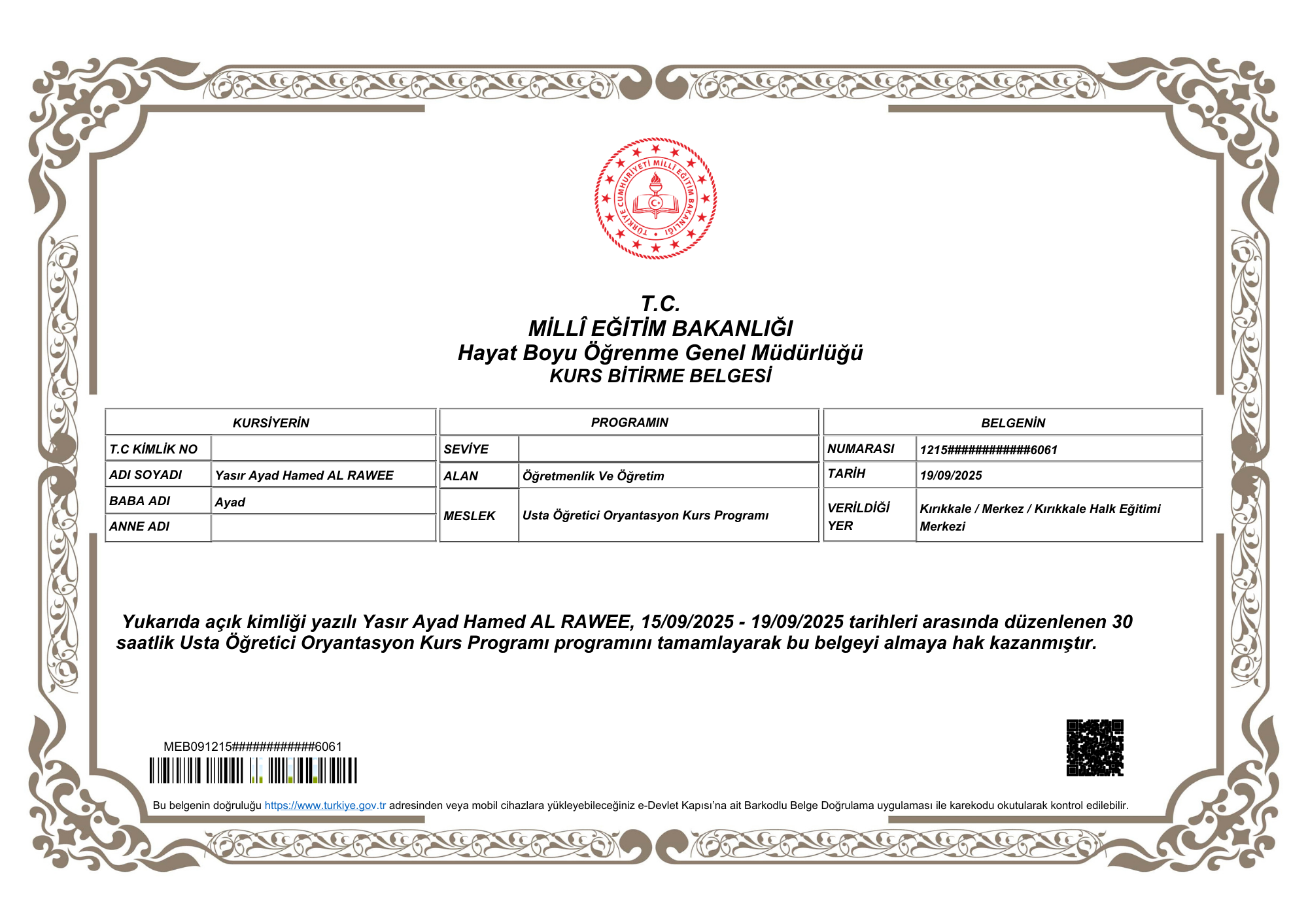 Master Instructor Orientation Training Program